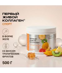 COLLA GEN (Первый живой коллаген) 12659-001 Живой коллаген СПОРТ с эластином и янтарной кислотой, со вкусом тропических фруктов, 500 гр